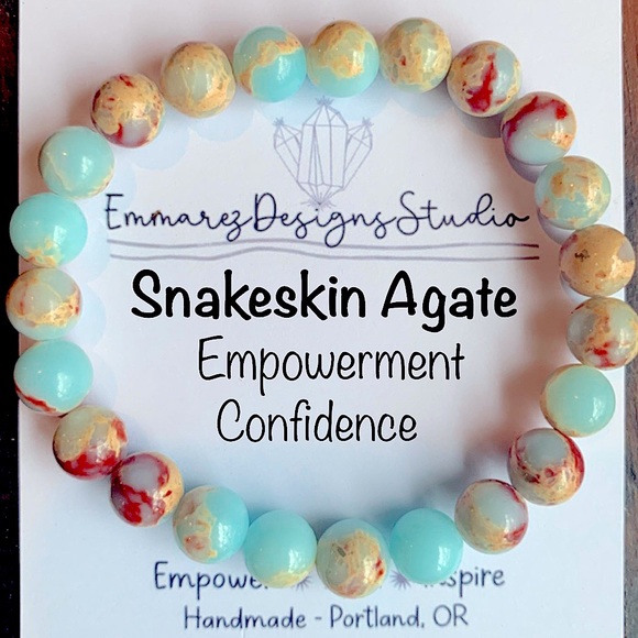 NWT 💕 | Empowerment Bracelet | Snakeskin Agate | Gemstone Crystal Bracelet 💖… - Picture 1 of 8